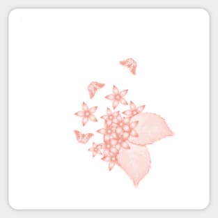 Elegant dusty pink butterflies and flowers Sticker